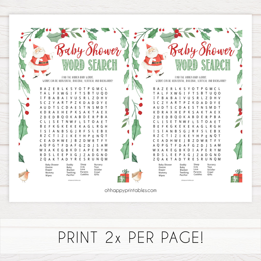 Christmas baby shower games, Baby Shower Word Search, festive baby shower games, best baby shower games, top 10 baby games, baby shower ideas, baby shower games