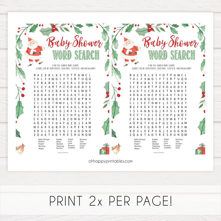 Christmas baby shower games, Baby Shower Word Search, festive baby shower games, best baby shower games, top 10 baby games, baby shower ideas, baby shower games