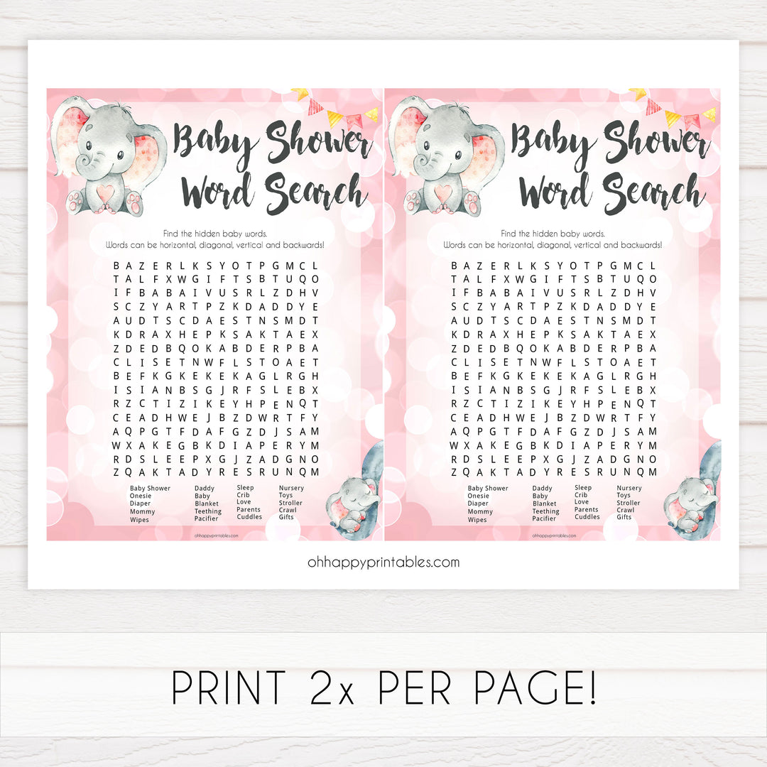 baby word search game, Printable baby shower games, fun abby games, baby shower games, fun baby shower ideas, top baby shower ideas, pink elephant baby shower, pink baby shower ideas