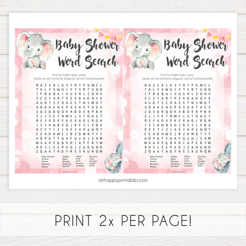 baby word search game, Printable baby shower games, fun abby games, baby shower games, fun baby shower ideas, top baby shower ideas, pink elephant baby shower, pink baby shower ideas