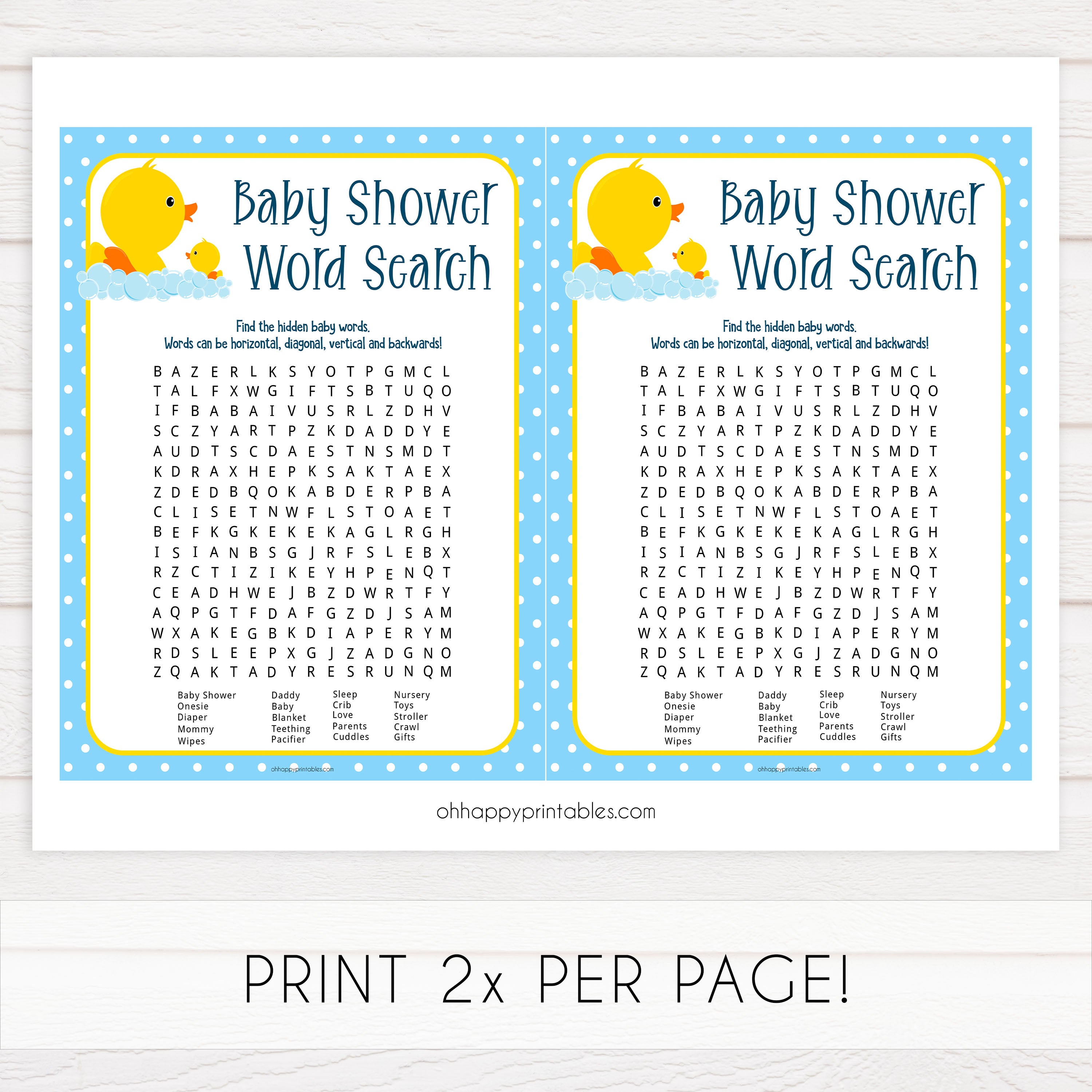 rubber ducky baby shower games, printable baby shower games, baby shower word search, baby word search game, fun baby games, top baby games