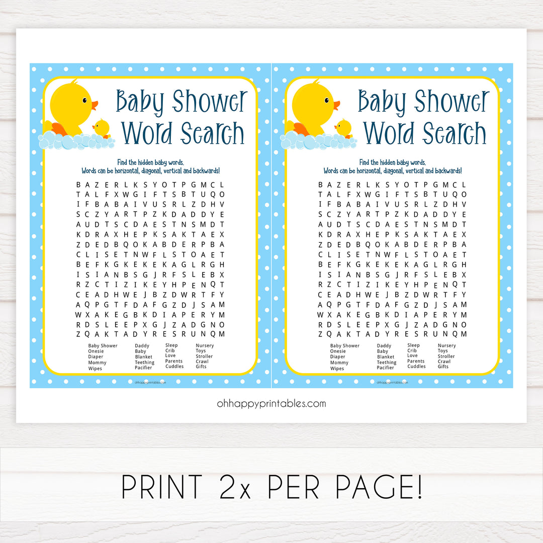 rubber ducky baby shower games, printable baby shower games, baby shower word search, baby word search game, fun baby games, top baby games