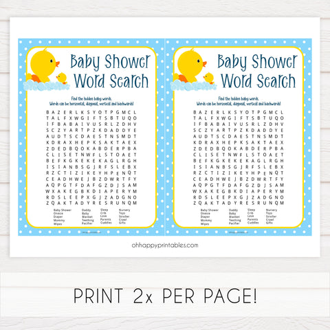 rubber ducky baby shower games, printable baby shower games, baby shower word search, baby word search game, fun baby games, top baby games