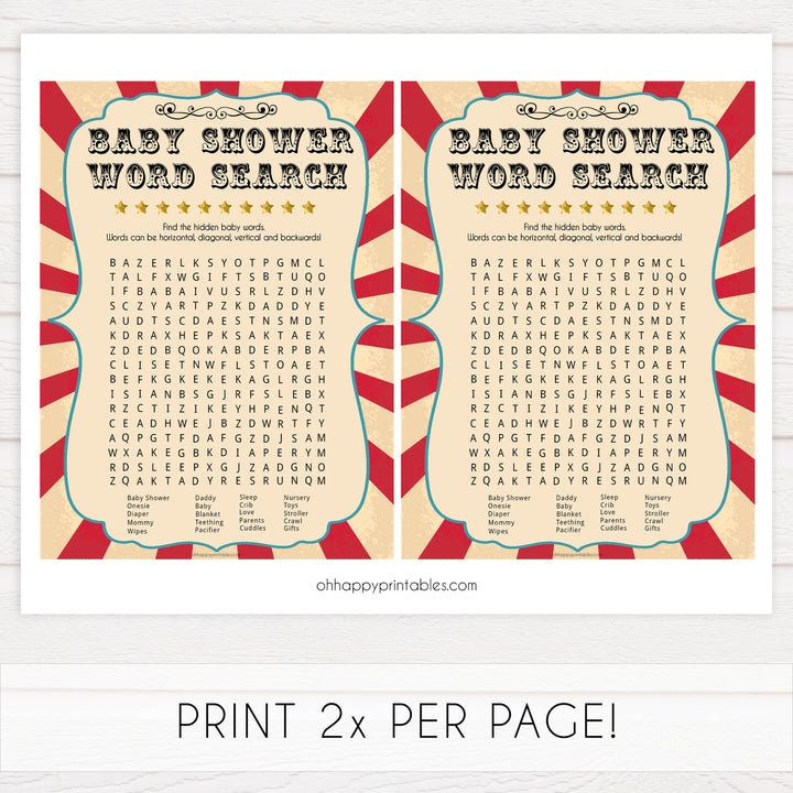 baby word search game, baby shower word search, Printable baby shower games, circus fun baby games, baby shower games, fun baby shower ideas, top baby shower ideas, carnival baby shower, circus baby shower ideas