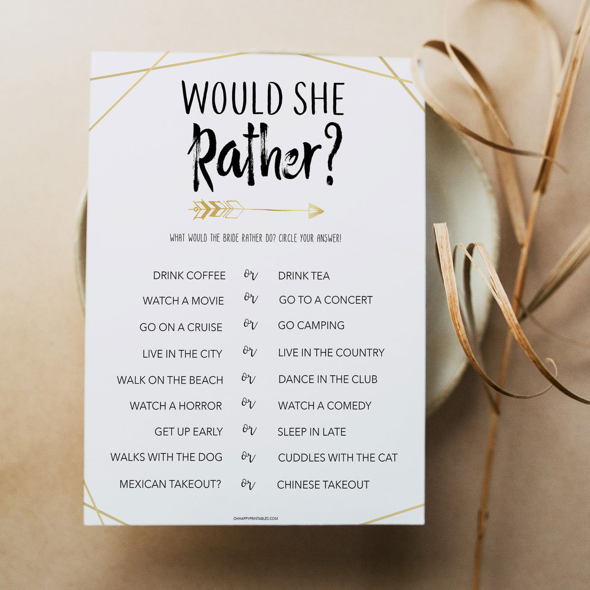 Would She Rather Bridal Game - Bride Tribe