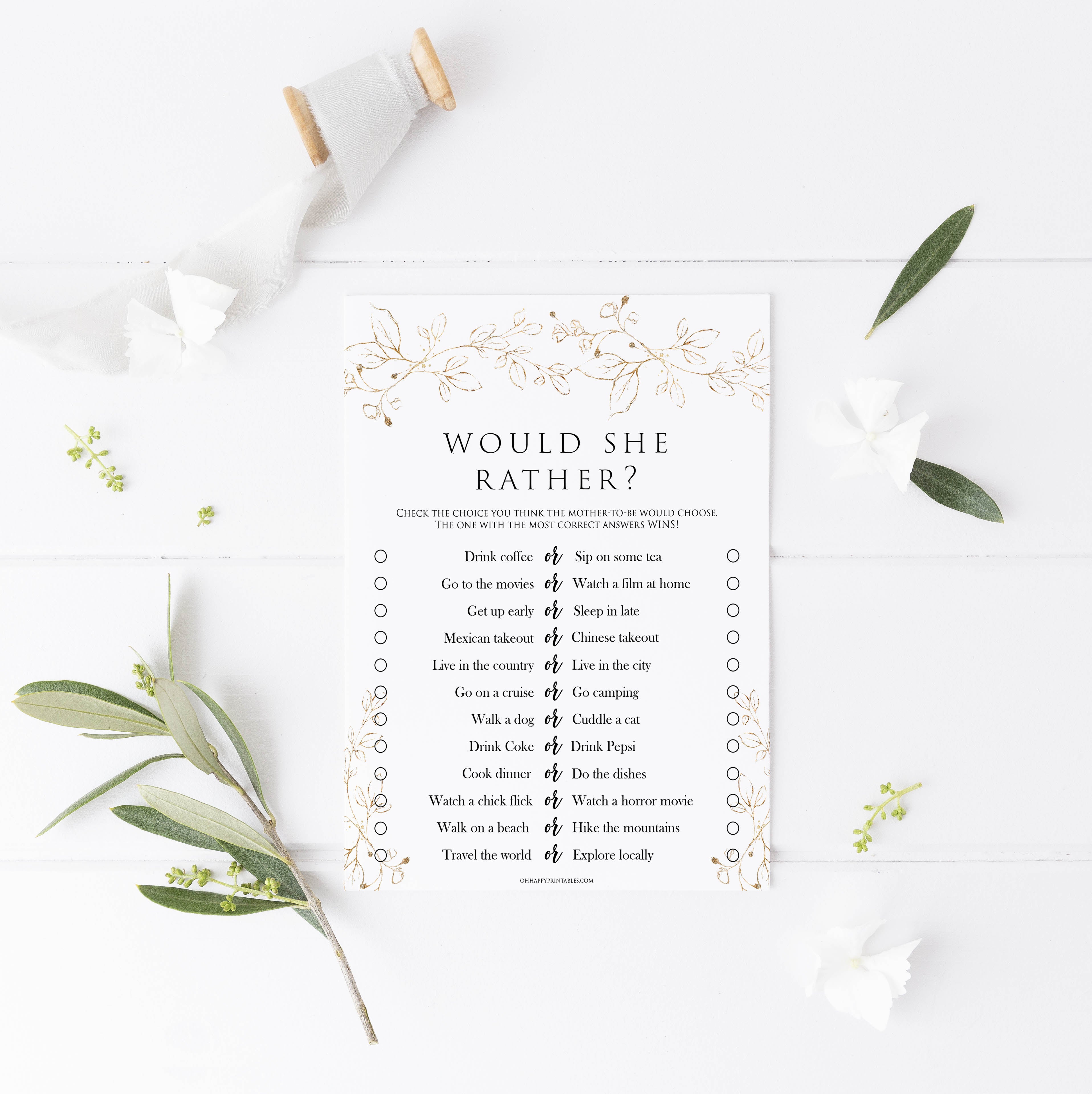 would she rather baby game, Printable baby shower games, gold leaf baby games, baby shower games, fun baby shower ideas, top baby shower ideas, gold leaf baby shower, baby shower games, fun gold leaf baby shower ideas