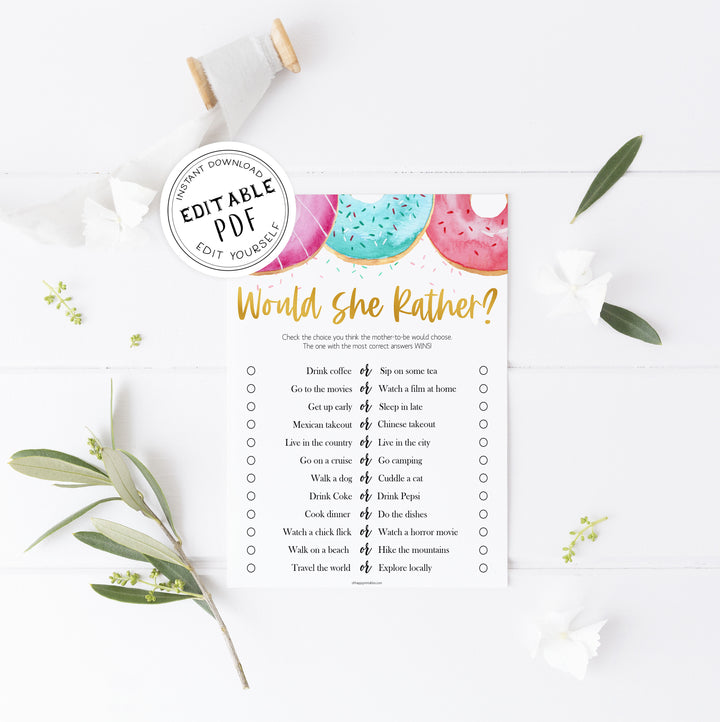 EDITABLE Would She Rather - Donut