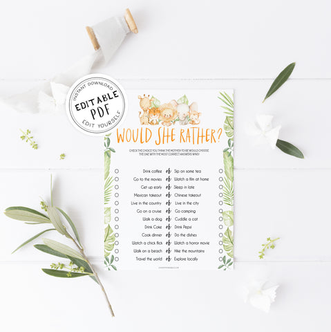 would she rather baby game, Printable baby shower games, safari animals baby games, baby shower games, fun baby shower ideas, top baby shower ideas, safari animals baby shower, baby shower games, fun baby shower ideas
