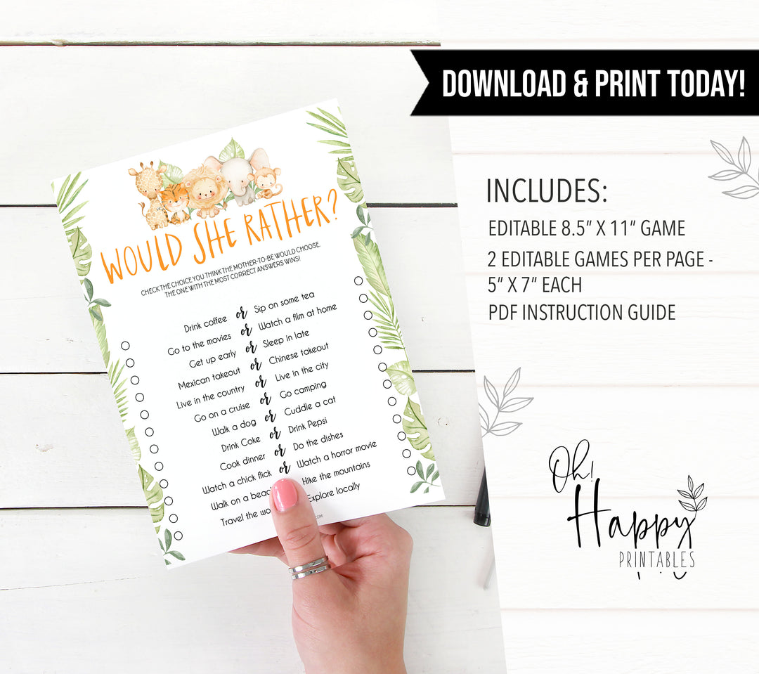would she rather baby game, Printable baby shower games, safari animals baby games, baby shower games, fun baby shower ideas, top baby shower ideas, safari animals baby shower, baby shower games, fun baby shower ideas