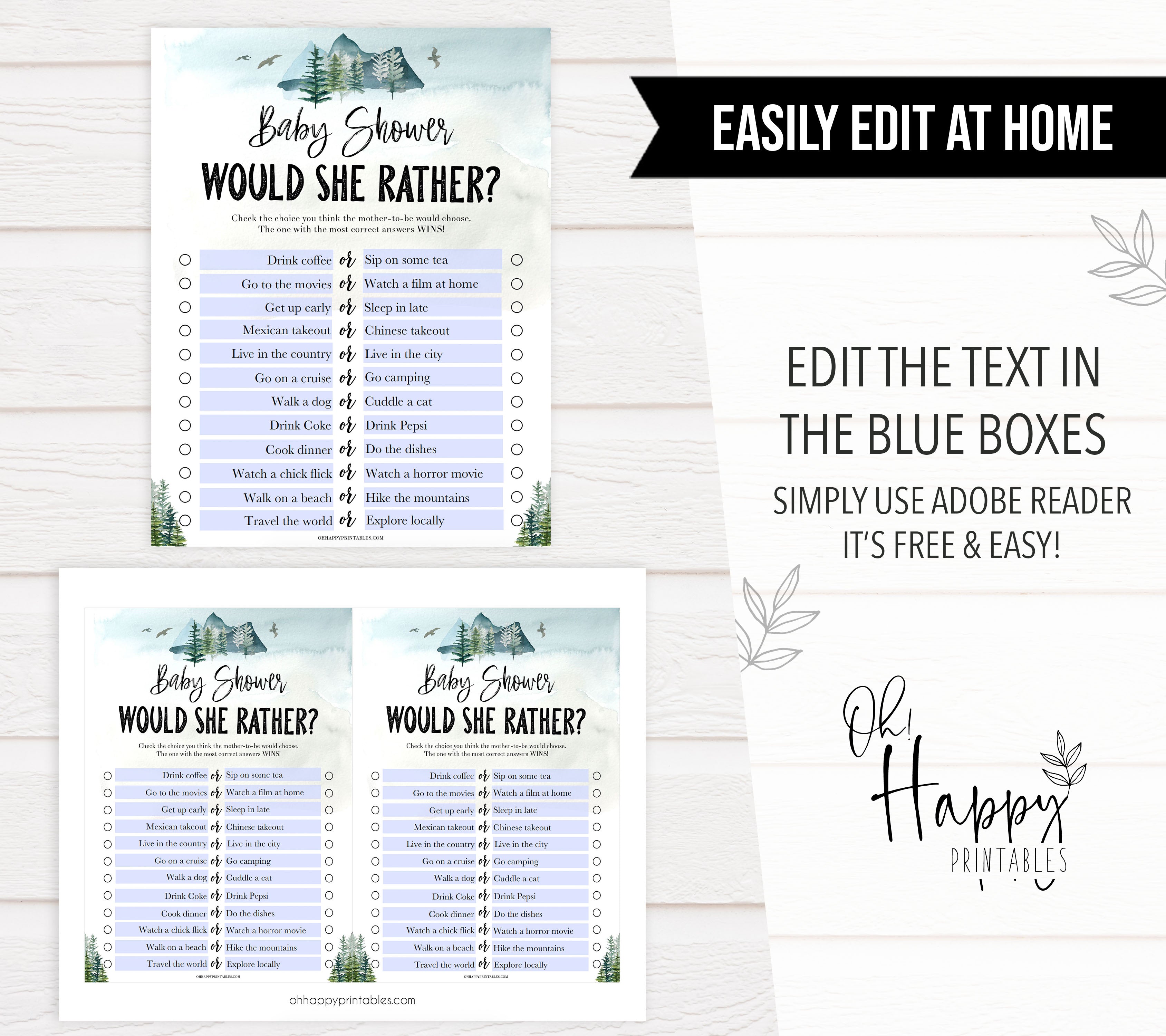 editable would she rather baby game, Printable baby shower games, adventure awaits baby games, baby shower games, fun baby shower ideas, top baby shower ideas, adventure awaits baby shower, baby shower games, fun adventure baby shower ideas