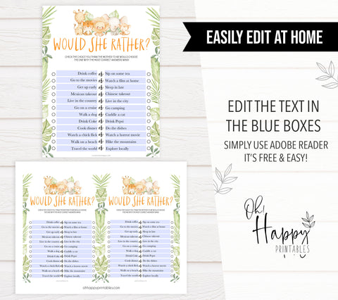 would she rather baby game, Printable baby shower games, safari animals baby games, baby shower games, fun baby shower ideas, top baby shower ideas, safari animals baby shower, baby shower games, fun baby shower ideas