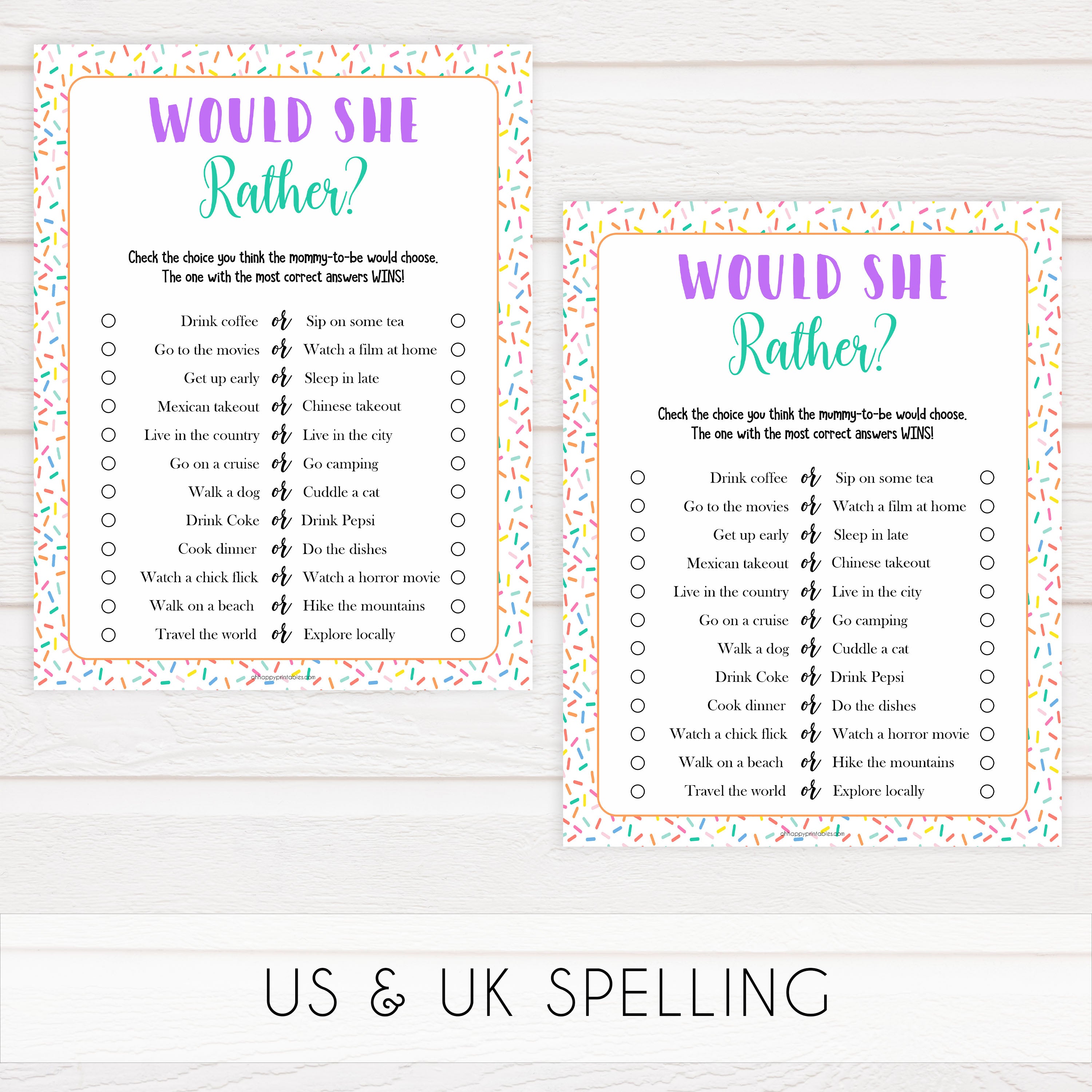 would she rather baby game, Printable baby shower games, baby sprinkle fun baby games, baby shower games, fun baby shower ideas, top baby shower ideas, sprinkle shower baby shower, friends baby shower ideas