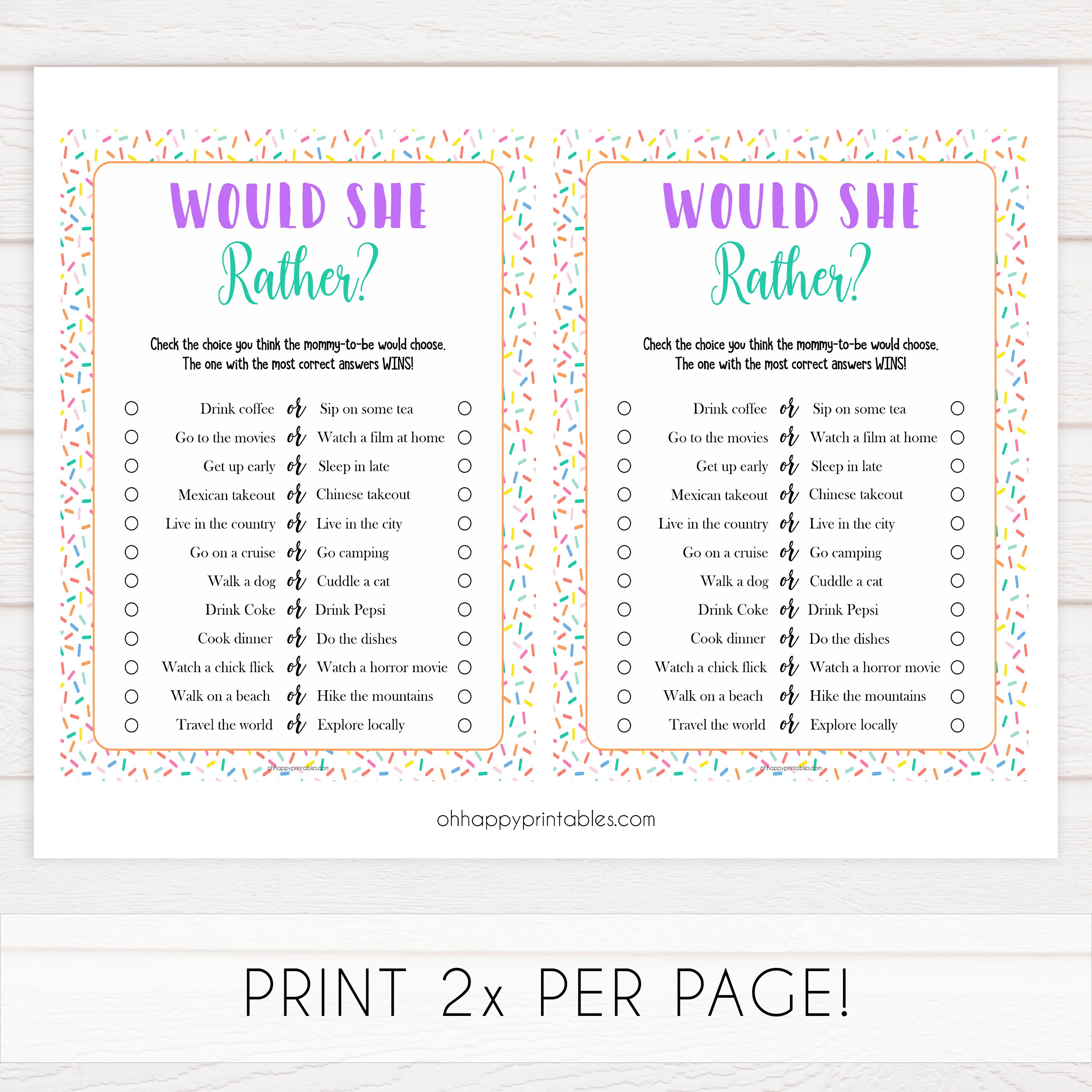 would she rather baby game, Printable baby shower games, baby sprinkle fun baby games, baby shower games, fun baby shower ideas, top baby shower ideas, sprinkle shower baby shower, friends baby shower ideas