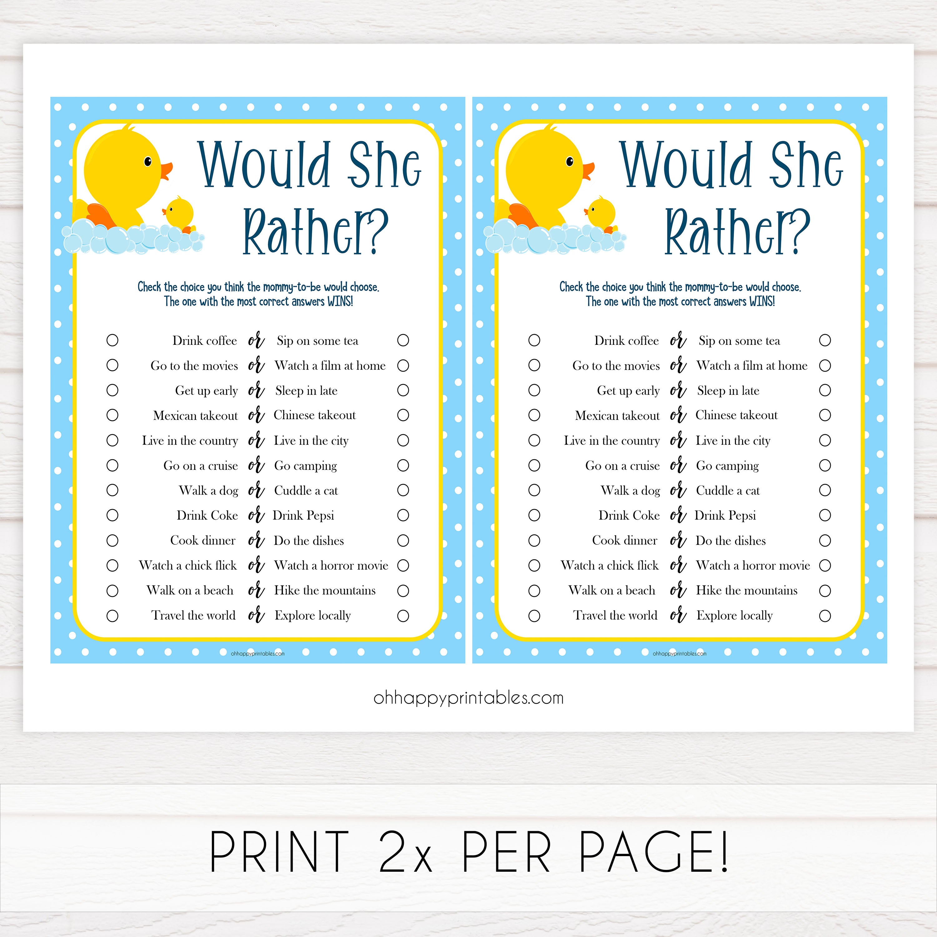 rubber ducky baby games, printable baby shower games, would she rather baby shower game, fun baby games, top baby games
