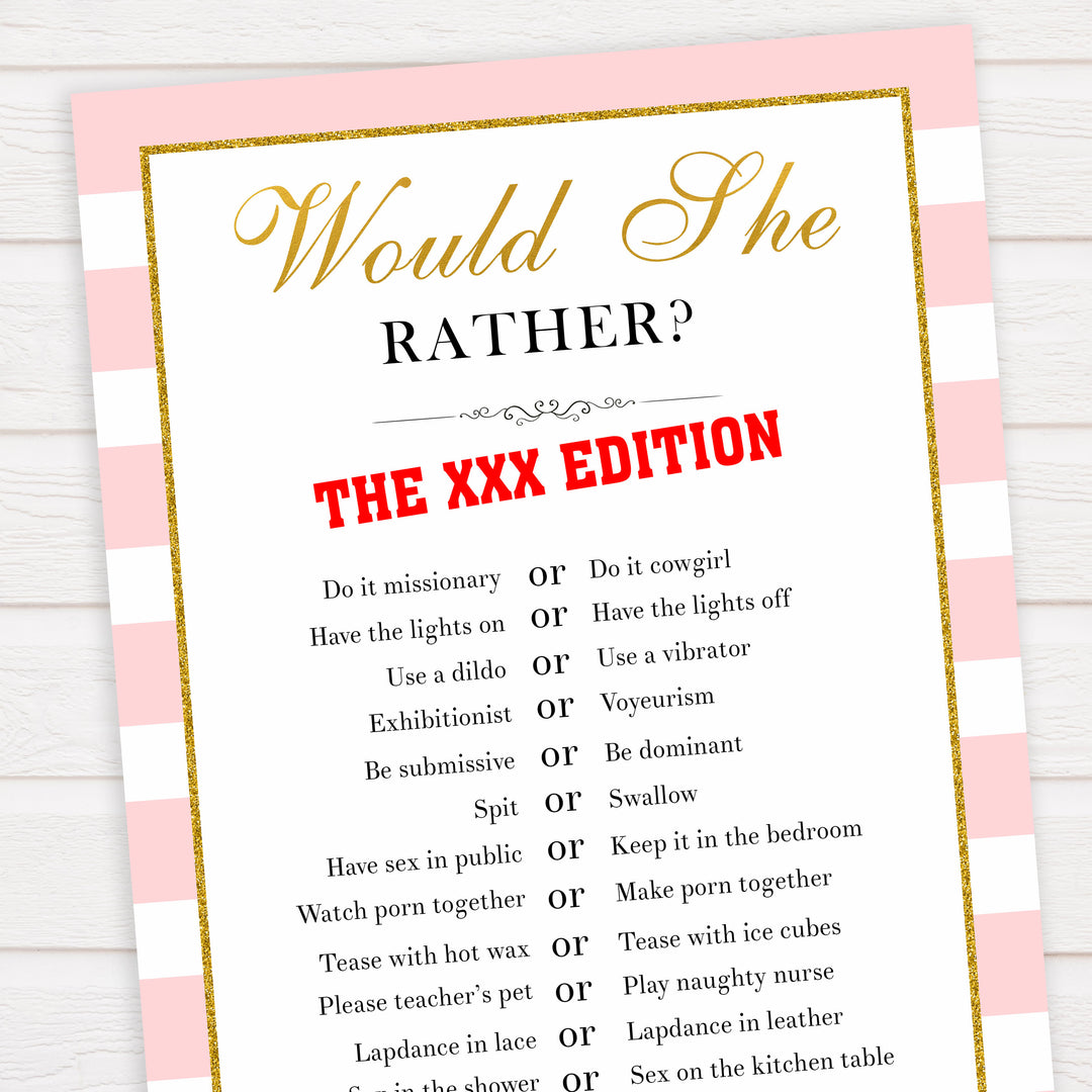 parisian bachelorette games, xxx would she rather, dirty would she rather game, bridal shower games, naughty bridal games, dirty bachelorette games, top bridal games