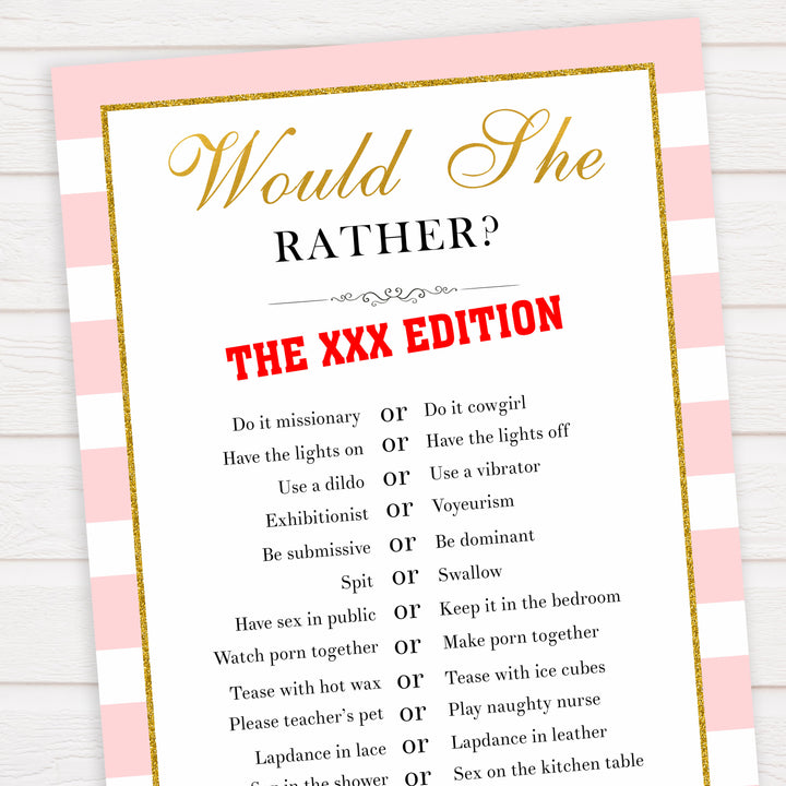 parisian bachelorette games, xxx would she rather, dirty would she rather game, bridal shower games, naughty bridal games, dirty bachelorette games, top bridal games