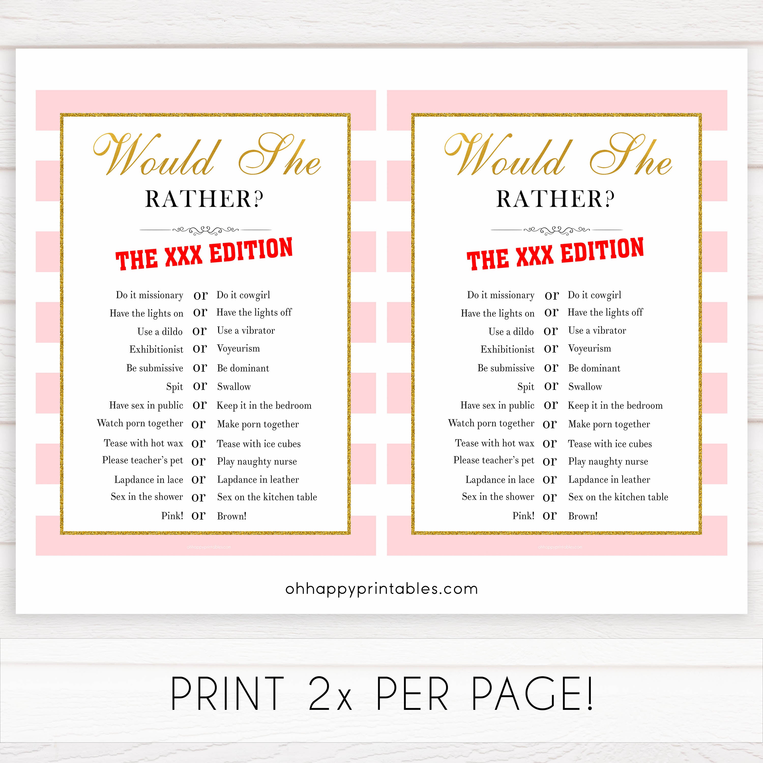parisian bachelorette games, xxx would she rather, dirty would she rather game, bridal shower games, naughty bridal games, dirty bachelorette games, top bridal games