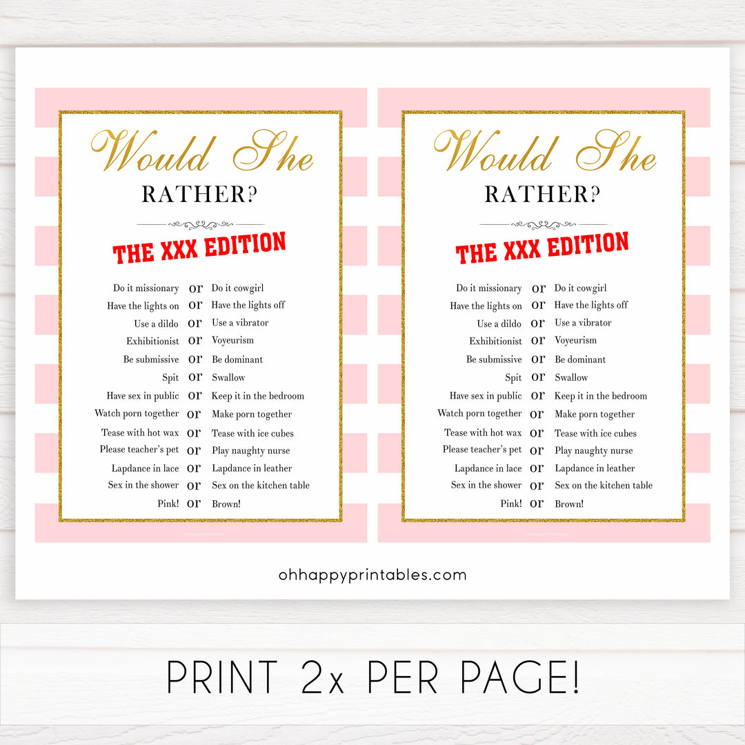 parisian bachelorette games, xxx would she rather, dirty would she rather game, bridal shower games, naughty bridal games, dirty bachelorette games, top bridal games