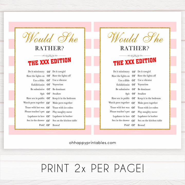 parisian bachelorette games, xxx would she rather, dirty would she rather game, bridal shower games, naughty bridal games, dirty bachelorette games, top bridal games