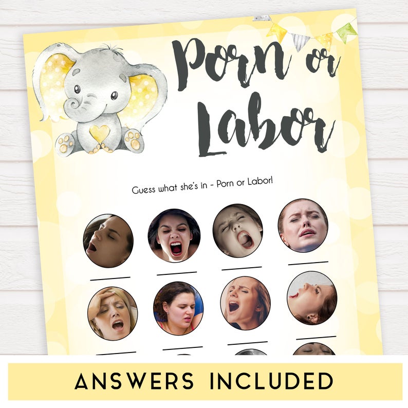 labor or porn, baby bump or beer belly game, Printable baby shower games, fun baby games, baby shower games, fun baby shower ideas, top baby shower ideas, yellow elephant baby shower, blue baby shower ideas