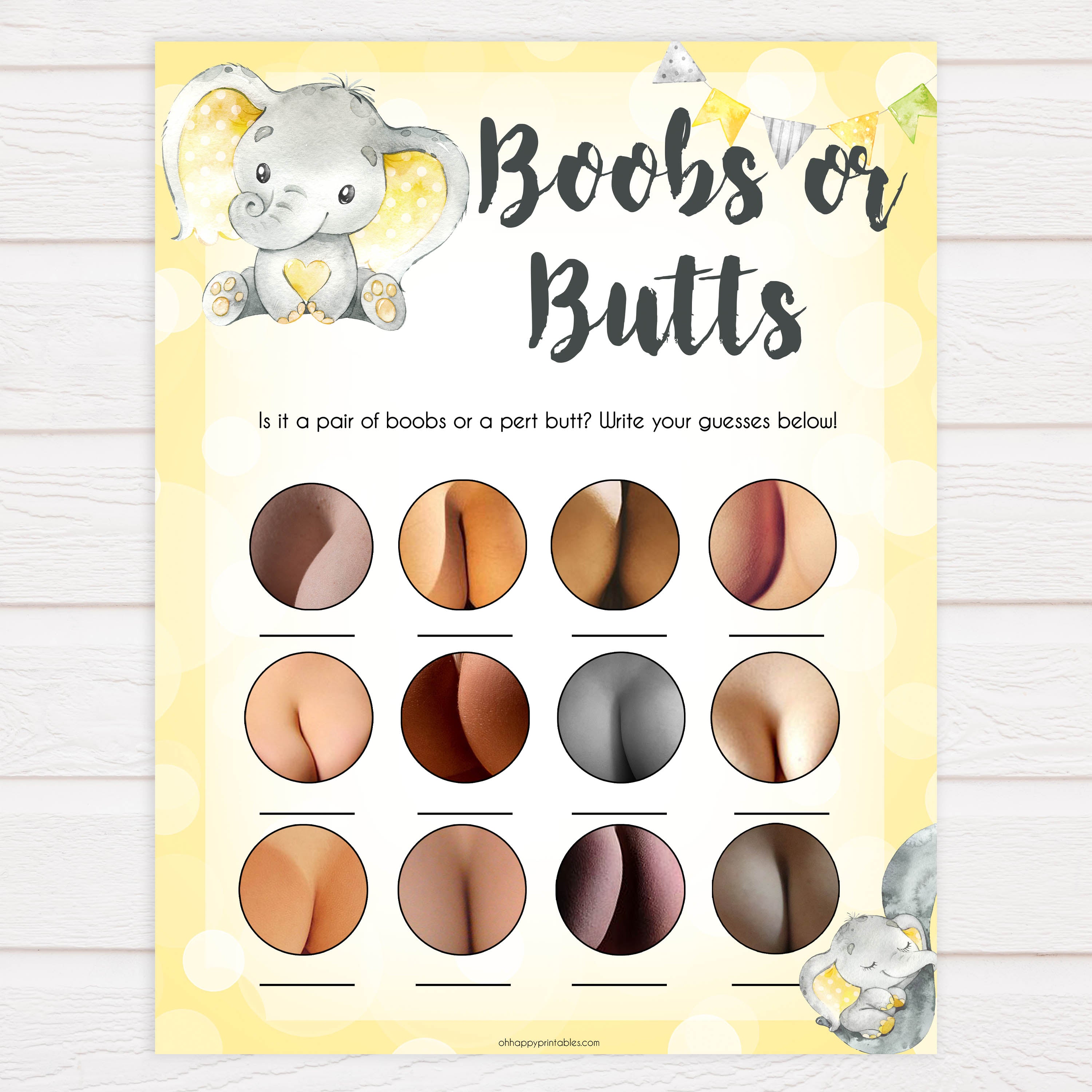 labor or porn, baby bump or beer belly, boobs or butts game, Printable baby shower games, fun baby games, baby shower games, fun baby shower ideas, top baby shower ideas, yellow elephant baby shower, blue baby shower ideas