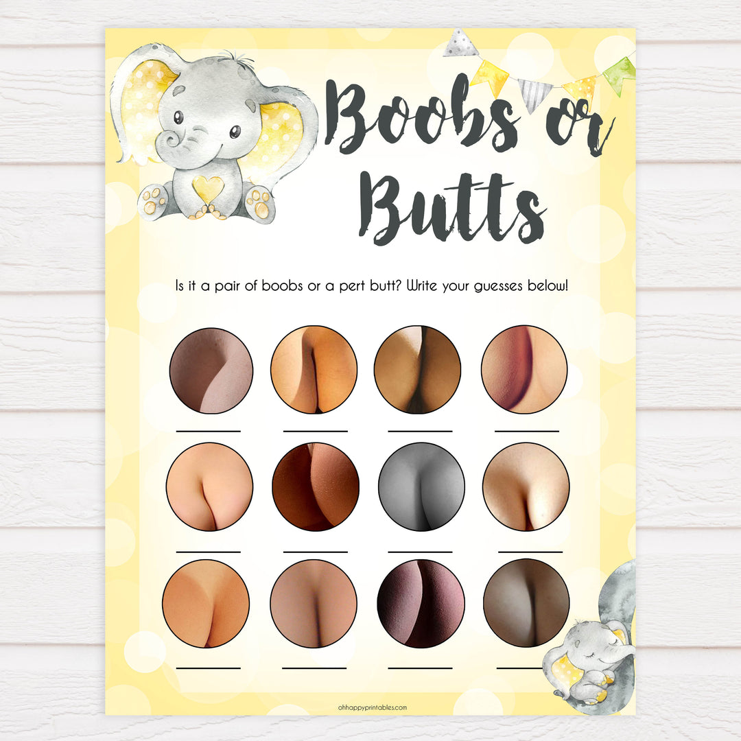 labor or porn, baby bump or beer belly, boobs or butts game, Printable baby shower games, fun baby games, baby shower games, fun baby shower ideas, top baby shower ideas, yellow elephant baby shower, blue baby shower ideas