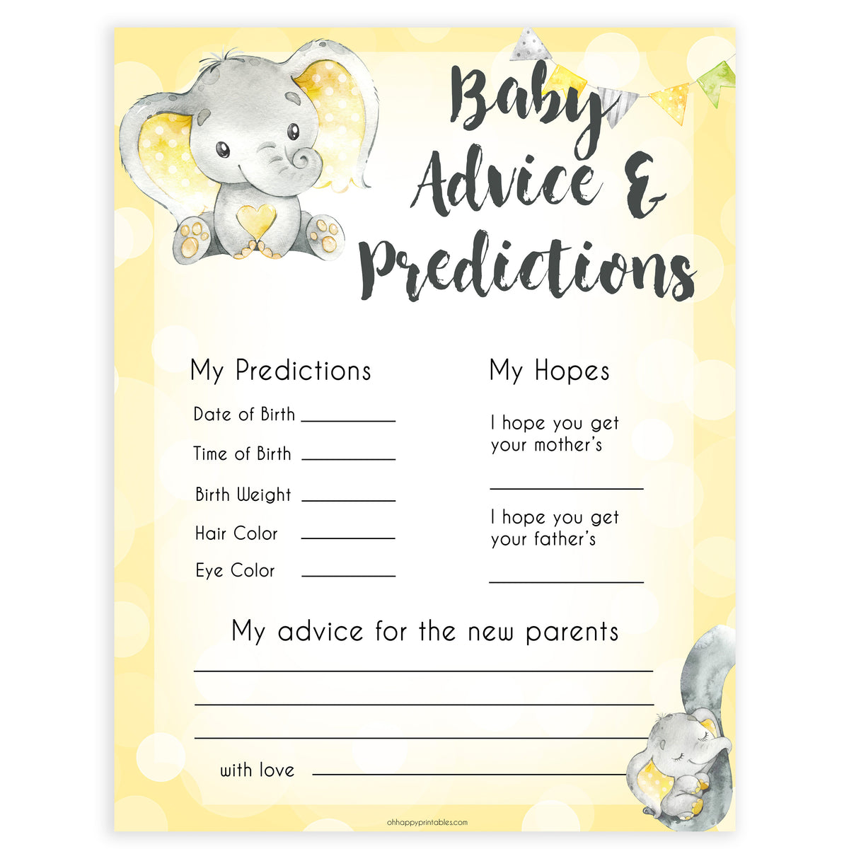 yellow elephant baby games, baby advice and predictions baby games, yellow baby games, elephant baby shower, fun baby games, top 10 baby games, popular baby games, printable baby games