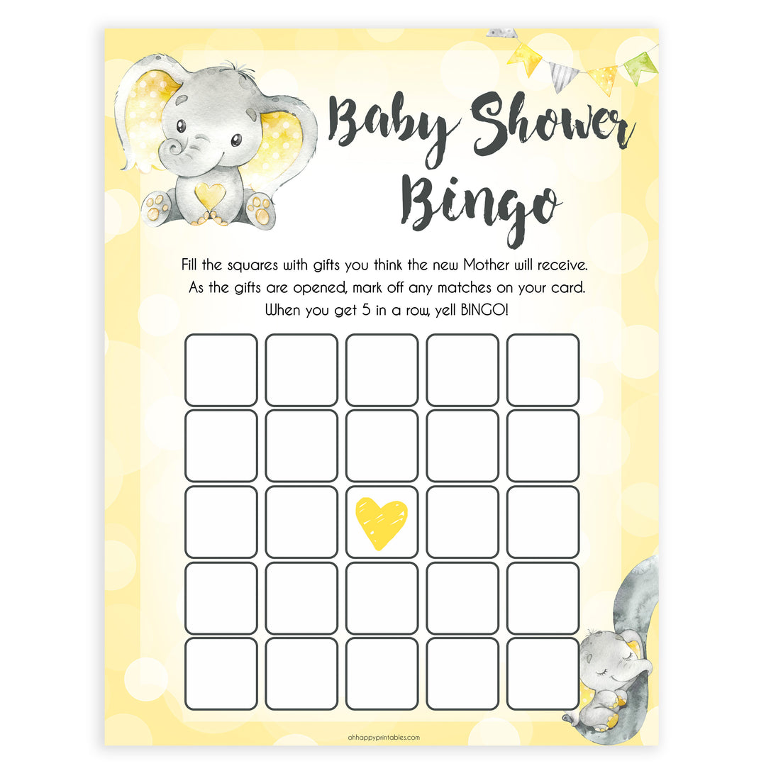 yellow elephant baby games, baby bingo baby games, yellow baby games, elephant baby shower, fun baby games, top 10 baby games, popular baby games, printable baby games