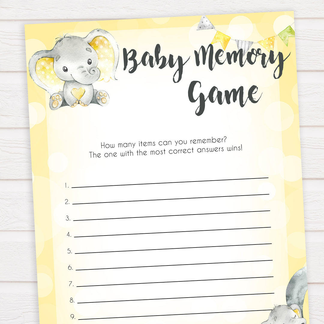 yellow elephant baby games, baby memory game baby games, yellow baby games, elephant baby shower, fun baby games, top 10 baby games, popular baby games, printable baby games