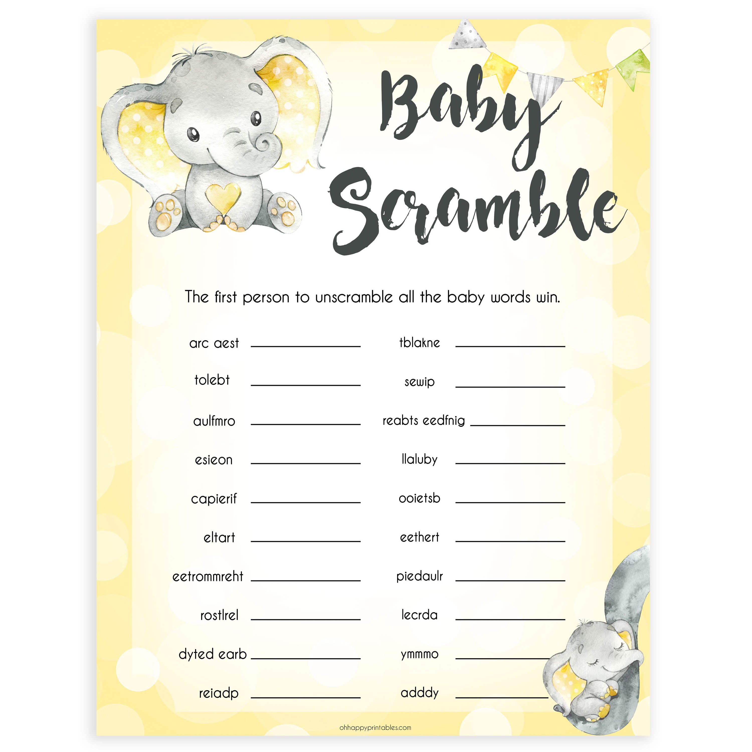 Printable Baby Shower Word Scramble Printable Templates - Free Word ...