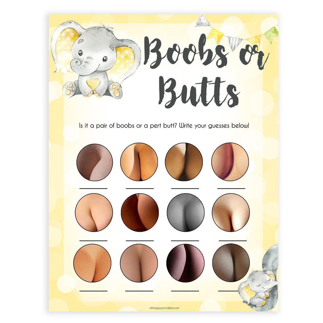yellow elephant baby games, boobs or butts baby games, yellow baby games, elephant baby shower, fun baby games, top 10 baby games, popular baby games, printable baby games