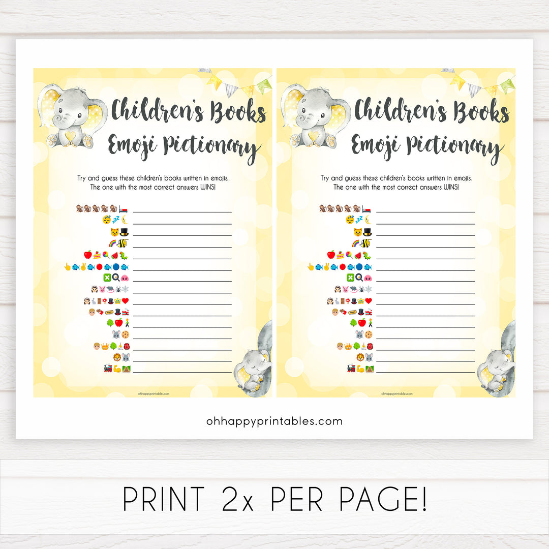 yellow elephant baby games, childrens books emoji pictionary baby games, yellow baby games, elephant baby shower, fun baby games, top 10 baby games, popular baby games, printable baby games