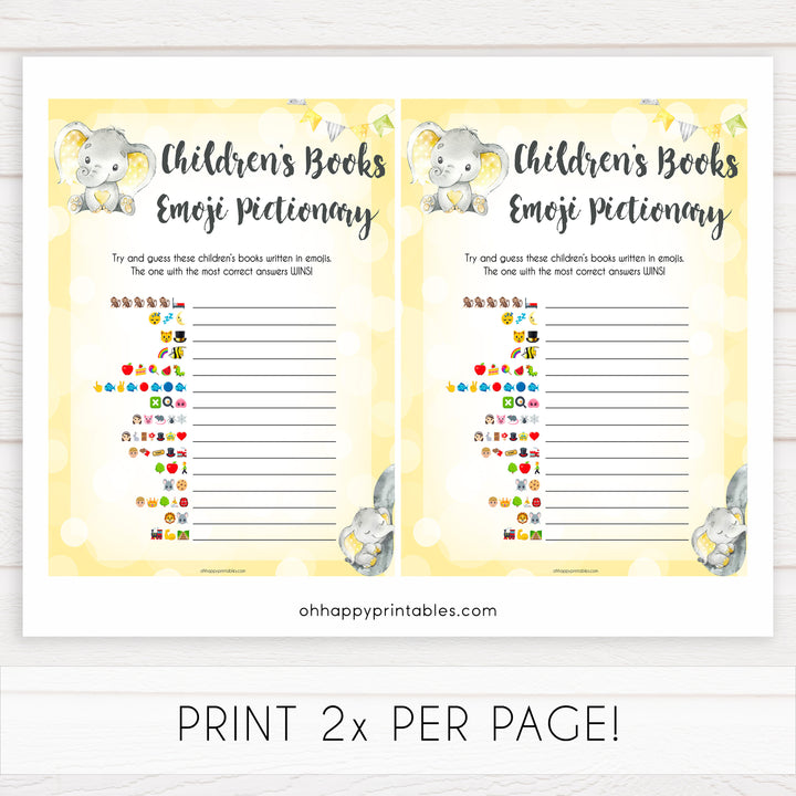 yellow elephant baby games, childrens books emoji pictionary baby games, yellow baby games, elephant baby shower, fun baby games, top 10 baby games, popular baby games, printable baby games