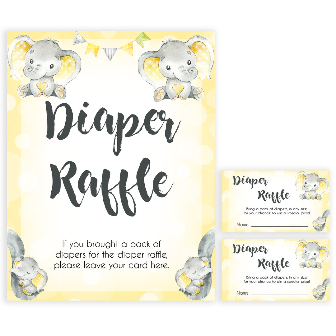 yellow elephant baby games, diaper raffle baby games, yellow baby games, elephant baby shower, fun baby games, top 10 baby games, popular baby games, printable baby games