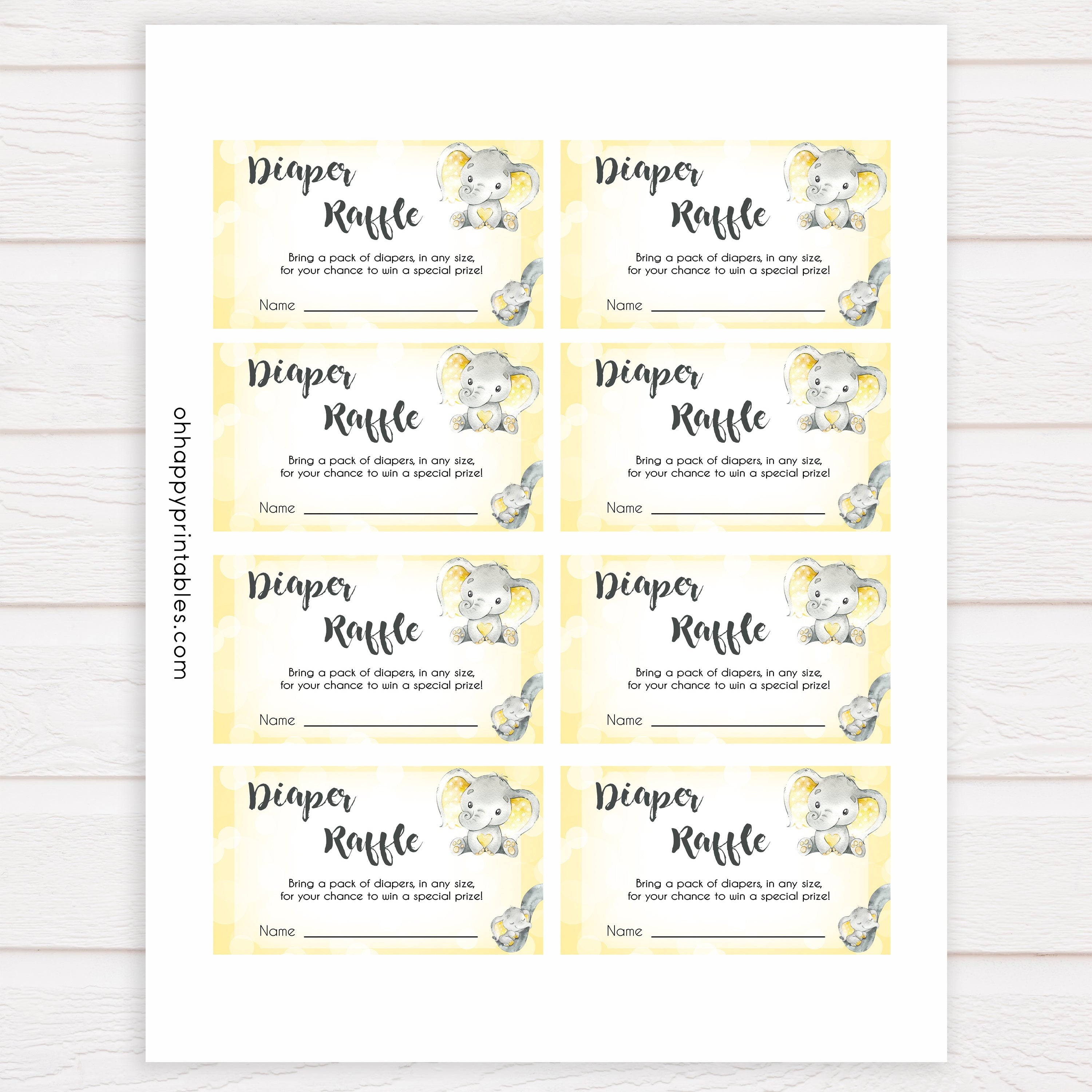 yellow elephant baby games, diaper raffle baby games, yellow baby games, elephant baby shower, fun baby games, top 10 baby games, popular baby games, printable baby games