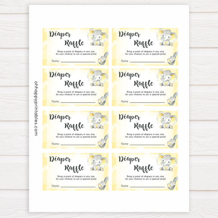 yellow elephant baby games, diaper raffle baby games, yellow baby games, elephant baby shower, fun baby games, top 10 baby games, popular baby games, printable baby games
