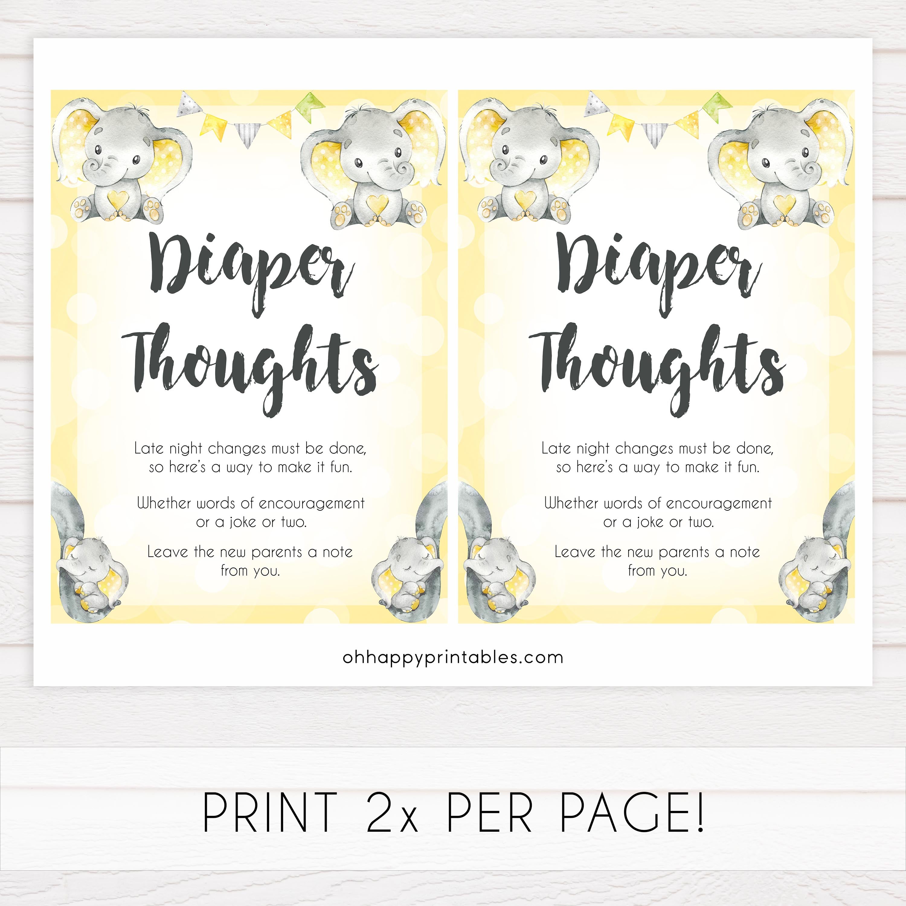 diaper thoughts baby sign, Printable baby shower games, fun baby games, baby shower games, fun baby shower ideas, top baby shower ideas, yellow elephant baby shower, blue baby shower ideas