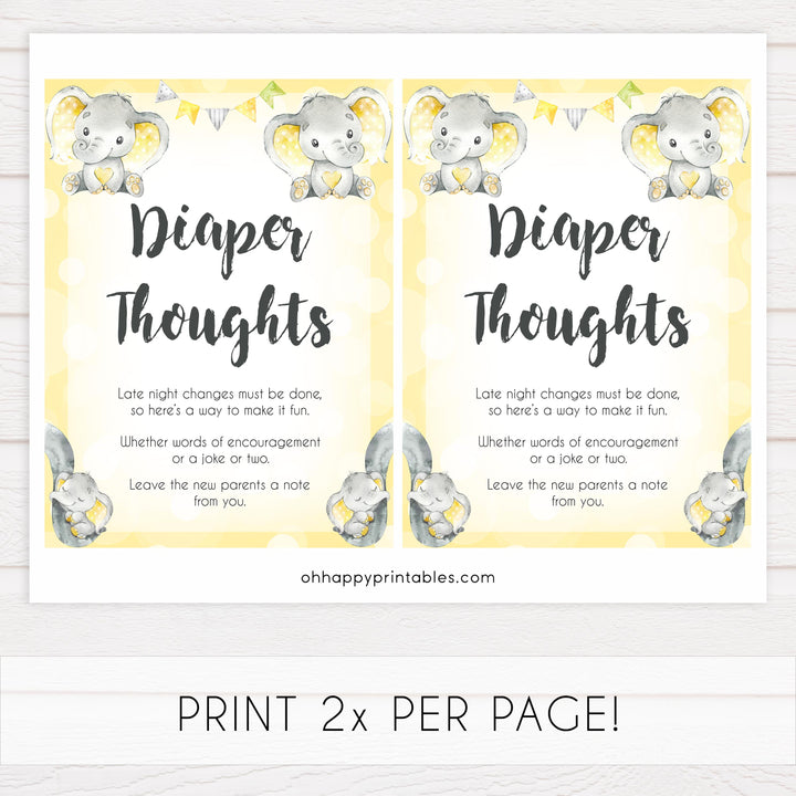 diaper thoughts baby sign, Printable baby shower games, fun baby games, baby shower games, fun baby shower ideas, top baby shower ideas, yellow elephant baby shower, blue baby shower ideas