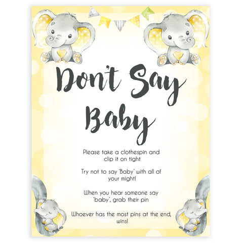 yellow elephant baby games, dont say baby baby games, yellow baby games, elephant baby shower, fun baby games, top 10 baby games, popular baby games, printable baby games