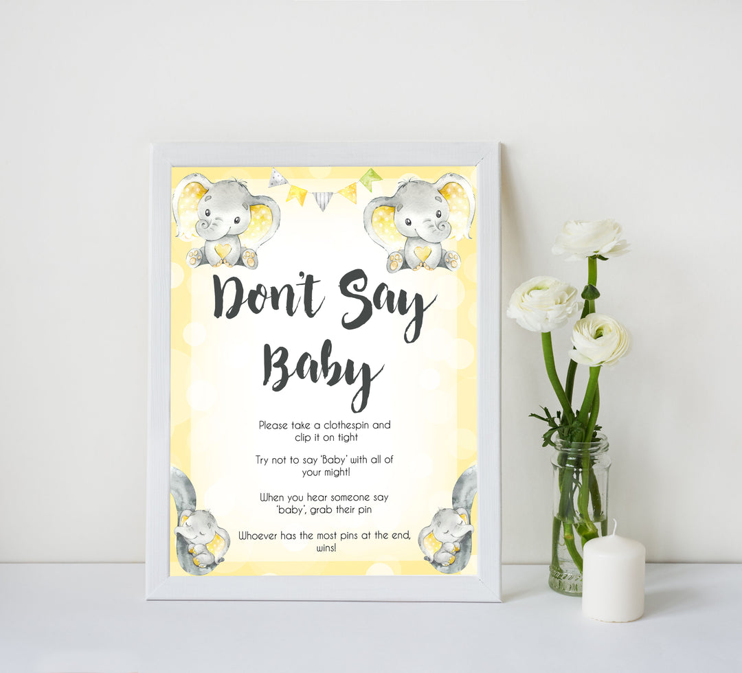 yellow elephant baby games, dont say baby baby games, yellow baby games, elephant baby shower, fun baby games, top 10 baby games, popular baby games, printable baby games