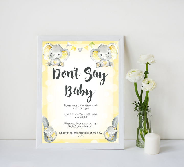 yellow elephant baby games, dont say baby baby games, yellow baby games, elephant baby shower, fun baby games, top 10 baby games, popular baby games, printable baby games