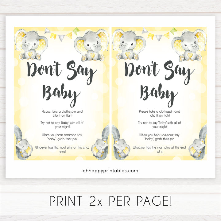 yellow elephant baby games, dont say baby baby games, yellow baby games, elephant baby shower, fun baby games, top 10 baby games, popular baby games, printable baby games