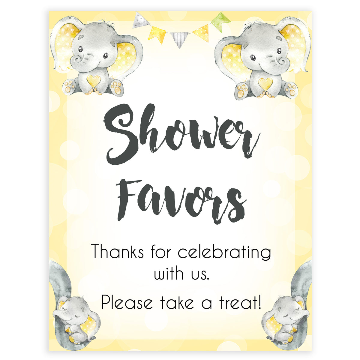 Yellow elephants, neutral baby shower signs, shower favors baby signs, baby shower signs, baby shower decor, gender reveal ideas, top baby shower ideas, printable baby signs