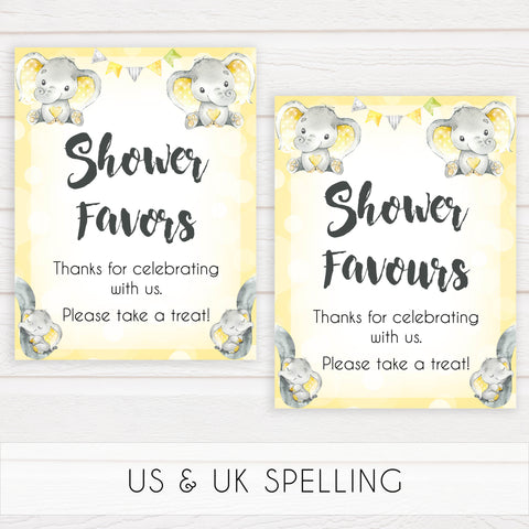 Yellow elephants, neutral baby shower signs, shower favors baby signs, baby shower signs, baby shower decor, gender reveal ideas, top baby shower ideas, printable baby signs