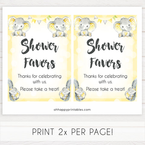 Yellow elephants, neutral baby shower signs, shower favors baby signs, baby shower signs, baby shower decor, gender reveal ideas, top baby shower ideas, printable baby signs
