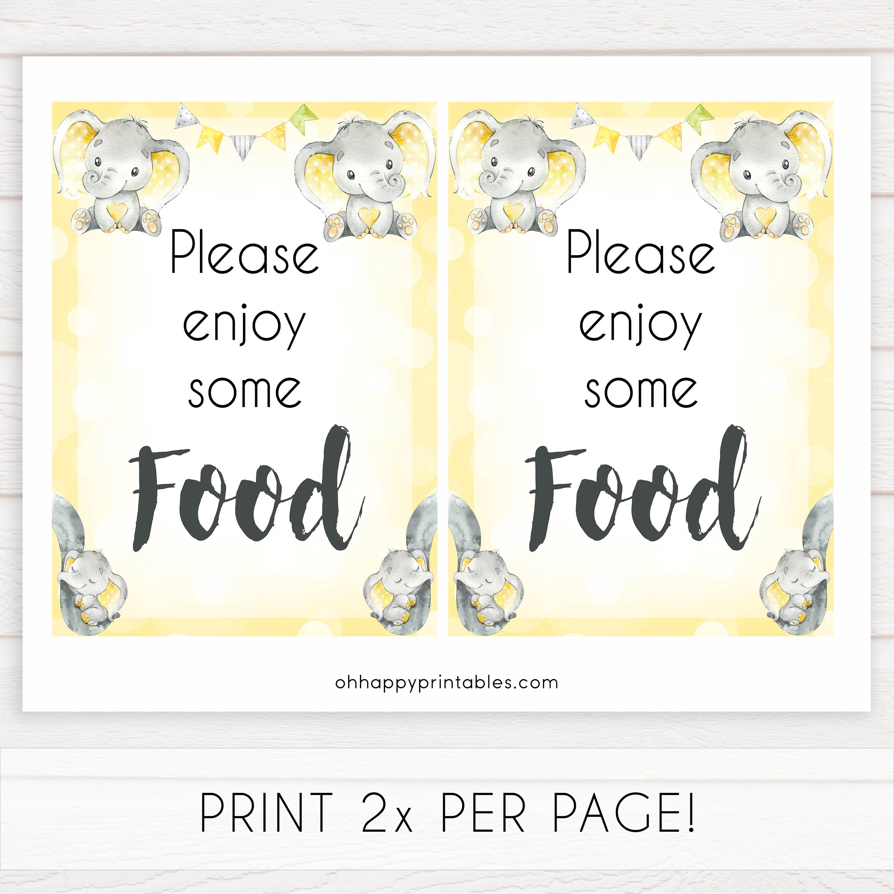 Yellow elephants, neutral baby shower signs, food baby signs, baby shower signs, baby shower decor, gender reveal ideas, top baby shower ideas, printable baby signs