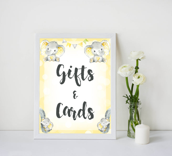 Yellow elephants, neutral baby shower signs, 8 baby signs, baby shower signs, baby shower decor, gender reveal ideas, top baby shower ideas, printable baby signs