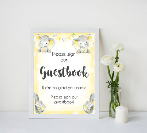 Yellow elephants, neutral baby shower signs, guestbook baby signs, baby shower signs, baby shower decor, gender reveal ideas, top baby shower ideas, printable baby signs
