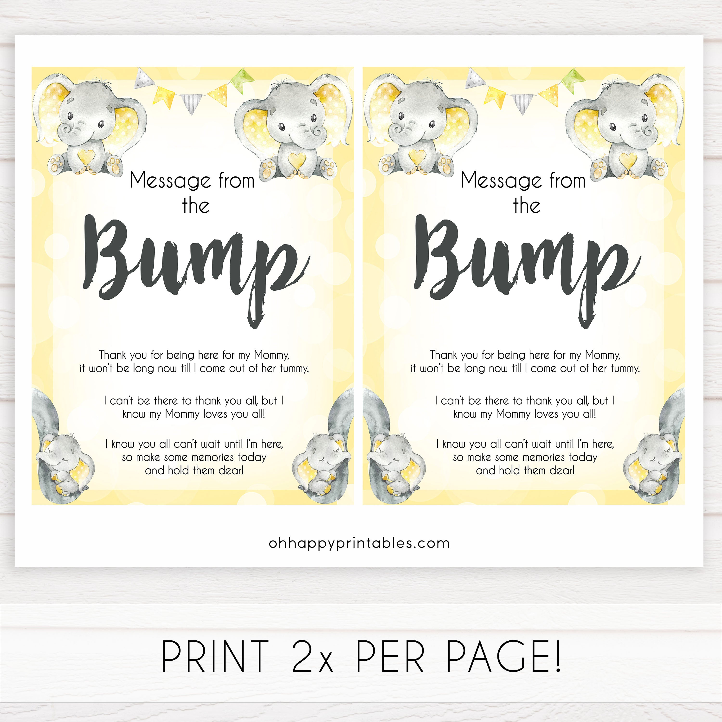 yellow elephant baby games, message from the bump baby games, yellow baby games, elephant baby shower, fun baby games, top 10 baby games, popular baby games, printable baby games