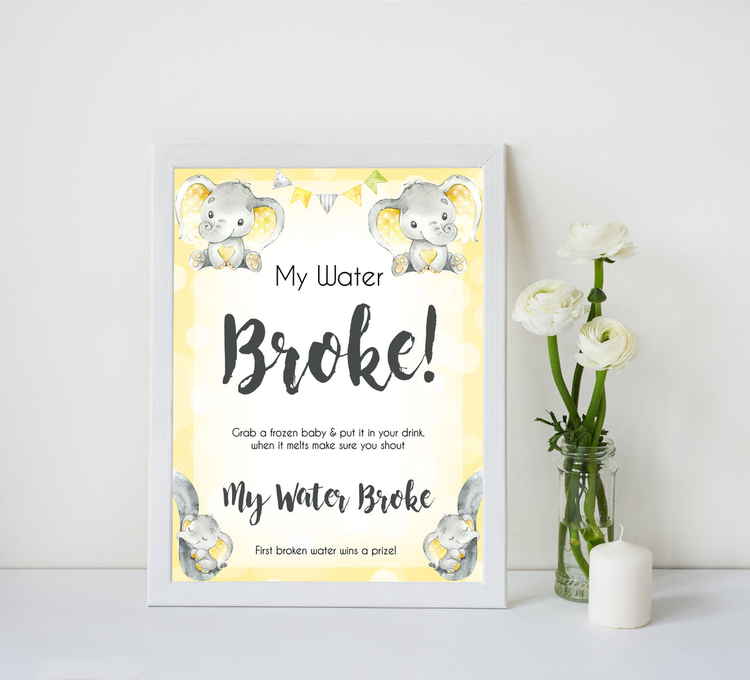 yellow elephant baby games, my water broke baby games, yellow baby games, elephant baby shower, fun baby games, top 10 baby games, popular baby games, printable baby games